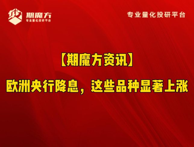【期魔方资讯】欧洲央行降息，这些品种显著上涨|魔方商学院