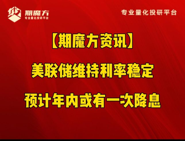 【期魔方资讯】美联储维持利率稳定，预计年内或有一次降息|魔方商学院