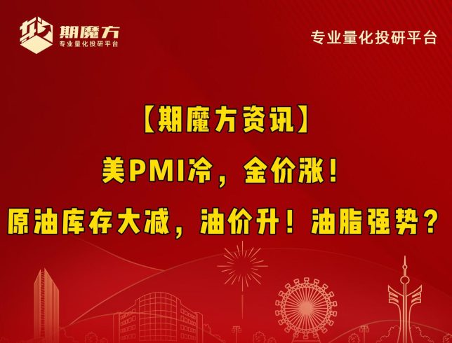 【期魔方资讯】美PMI冷，金价涨！原油库存大减，油价升！油脂强势？|魔方商学院